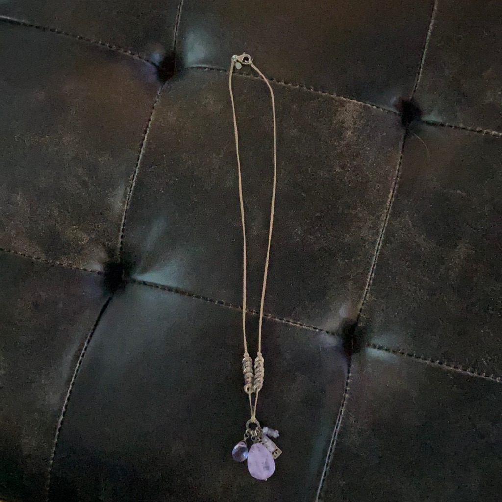 Fun Leather Light Purple Stone Necklace